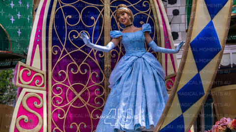 Princess Cinderella in Magic Kingdom Parade – Blue Gown Float Photo